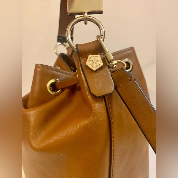 Trina Turk Drawstring Brown Leather Bag - Picture 6 of 10